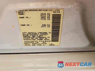 Zdjęcie 12 z 12 samochodu: 2015 NISSAN ALTIMA 2.5 S VIN:1N4AL3AP2FC201808 - miniatura