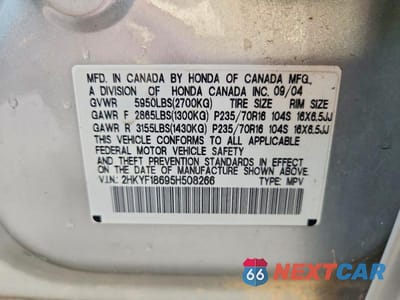 Zdjęcie 13 z 13 samochodu: 2005 HONDA PILOT EXL VIN:2HKYF18695H508266 - miniatura