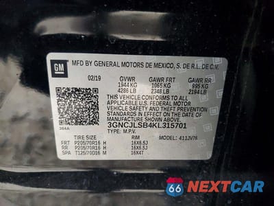 Zdjęcie 13 z 13 samochodu: 2019 CHEVROLET TRAX 1LT VIN:3GNCJLSB4KL315701 - miniatura