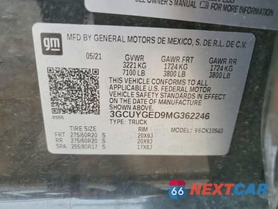 Zdjęcie 12 z 12 samochodu: 2021 CHEVROLET SILVERADO K1500 LTZ VIN:3GCUYGED9MG362246 - miniatura