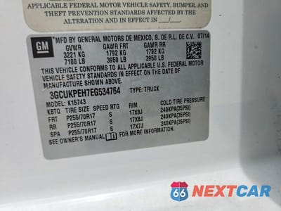 Zdjęcie 12 z 12 samochodu: 2014 CHEVROLET SILVERADO K1500 VIN:3GCUKPEH7EG534764 - miniatura