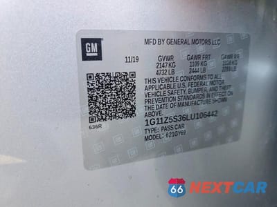 Zdjęcie 12 z 12 samochodu: 2020 CHEVROLET IMPALA LT VIN:1G11Z5S36LU106442 - miniatura