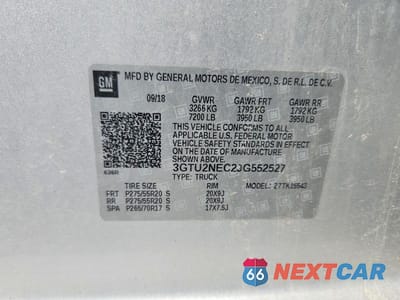 Zdjęcie 12 z 12 samochodu: 2018 GMC SIERRA K1500 SLT VIN:3GTU2NEC2JG552527 - miniatura