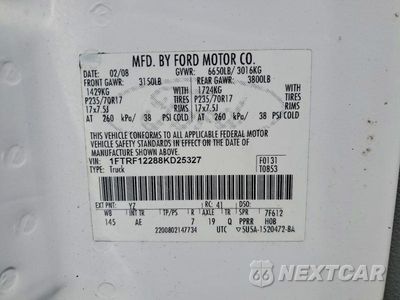 Zdjęcie 12 z 12 samochodu: 2008 FORD F150 VIN:1FTRF12288KD25327 - miniatura