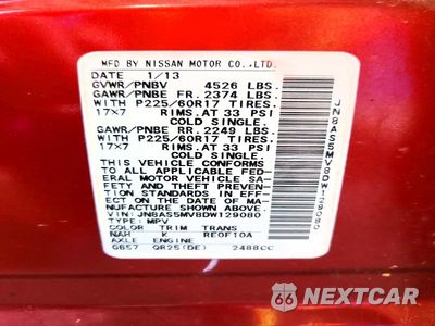 Zdjęcie 13 z 13 samochodu: 2013 NISSAN ROGUE S VIN:JN8AS5MV8DW129080 - miniatura