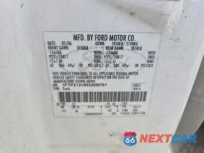 Zdjęcie 12 z 12 samochodu: 2006 FORD F150 VIN:1FTPX12V86NB56761 - miniatura