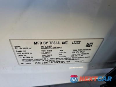 Zdjęcie 12 z 12 samochodu: 2023 TESLA MODEL X VIN:7SAXCAE58PF380199 - miniatura