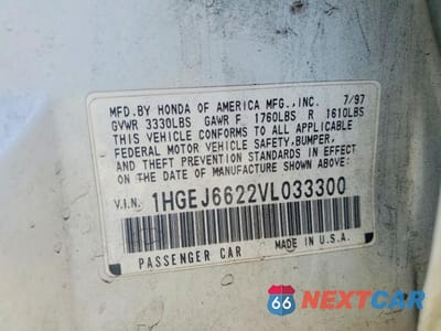 Zdjęcie 12 z 12 samochodu: 1997 HONDA CIVIC DX VIN:1HGEJ6622VL033300 - miniatura