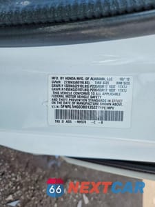 Zdjęcie 13 z 13 samochodu: 2013 HONDA ODYSSEY EXL VIN:5FNRL5H60DB013522 - miniatura