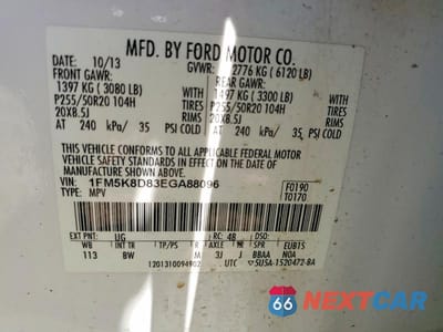 Zdjęcie 13 z 13 samochodu: 2014 FORD EXPLORER XLT VIN:1FM5K8D83EGA88096 - miniatura