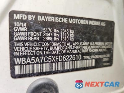 Zdjęcie 12 z 12 samochodu: 2015 BMW 528 XI VIN:WBA5A7C5XFD622610 - miniatura