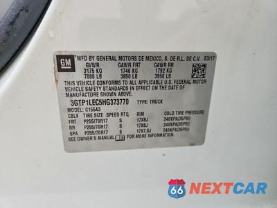 Zdjęcie 12 z 12 samochodu: 2017 GMC SIERRA C1500 VIN:3GTP1LEC5HG373770 - miniatura