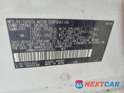 Zdjęcie 13 z 13 samochodu: 2008 TOYOTA RAV4 LIMITED VIN:JTMBD31V685195366 - miniatura