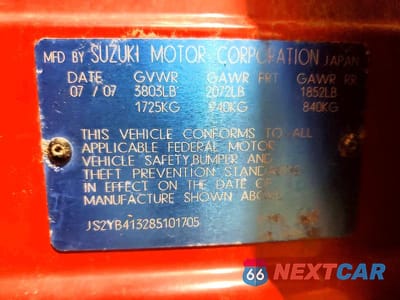 Zdjęcie 13 z 13 samochodu: 2008 SUZUKI SX4 BASE VIN:JS2YB413285101705 - miniatura