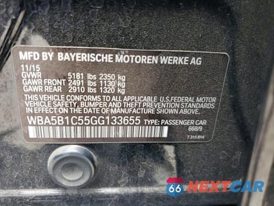 Zdjęcie 12 z 12 samochodu: 2016 BMW 535 I VIN:WBA5B1C55GG133655 - miniatura