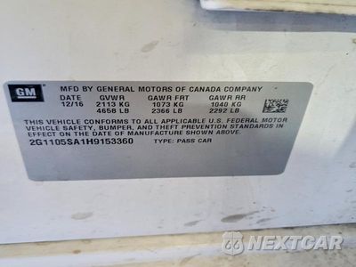 Zdjęcie 12 z 12 samochodu: 2017 CHEVROLET IMPALA LT VIN:2G1105SA1H9153360 - miniatura