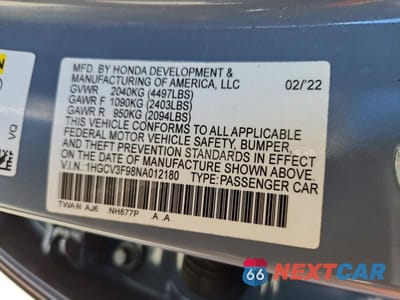 Zdjęcie 13 z 13 samochodu: 2022 HONDA ACCORD TOURING HYBRID VIN:1HGCV3F98NA012180 - miniatura
