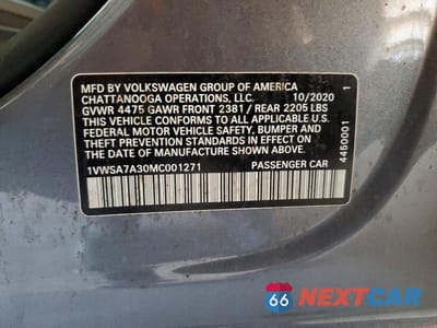 Zdjęcie 12 z 12 samochodu: 2021 VOLKSWAGEN PASSAT SE VIN:1VWSA7A30MC001271 - miniatura