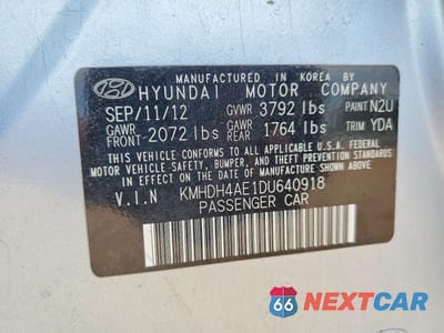 Zdjęcie 12 z 12 samochodu: 2013 HYUNDAI ELANTRA GLS VIN:KMHDH4AE1DU640918 - miniatura