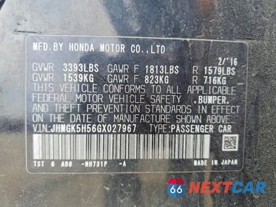 Zdjęcie 12 z 12 samochodu: 2016 HONDA FIT LX VIN:JHMGK5H56GX027967 - miniatura