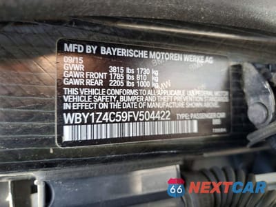 Zdjęcie 12 z 12 samochodu: 2015 BMW I3 REX VIN:WBY1Z4C59FV504422 - miniatura