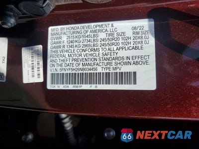 Zdjęcie 13 z 13 samochodu: 2022 HONDA PILOT SE VIN:5FNYF5H26NB034456 - miniatura