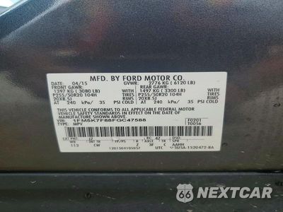 Zdjęcie 13 z 13 samochodu: 2015 FORD EXPLORER LIMITED VIN:1FM5K7F88FGC47588 - miniatura