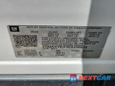 Zdjęcie 12 z 12 samochodu: 2019 CHEVROLET EQUINOX PREMIER VIN:2GNAXYEX3K6296671 - miniatura