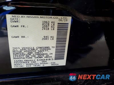 Zdjęcie 12 z 12 samochodu: 2020 NISSAN ALTIMA S VIN:1N4BL4BVXLC100485 - miniatura