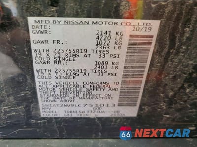 Zdjęcie 13 z 13 samochodu: 2020 NISSAN ROGUE S VIN:5N1AT2MV9LC751013 - miniatura