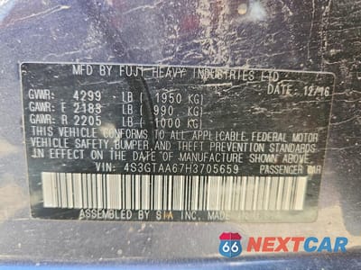Zdjęcie 13 z 13 samochodu: 2017 SUBARU IMPREZA VIN:4S3GTAA67H3705659 - miniatura