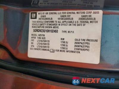 Zdjęcie 12 z 12 samochodu: 2006 HUMMER H2 VIN:5GRGN23U16H102460 - miniatura