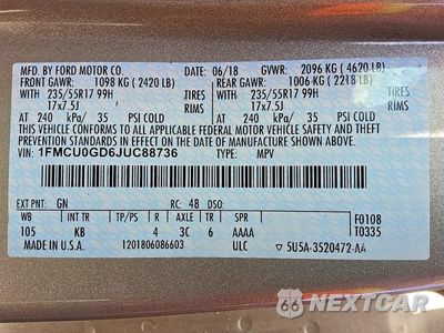 Zdjęcie 12 z 12 samochodu: 2018 FORD ESCAPE SE VIN:1FMCU0GD6JUC88736 - miniatura