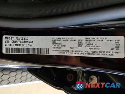 Zdjęcie 12 z 12 samochodu: 2020 RAM 1500 BIG HORN/LONE STAR VIN:1C6RRFFG9LN383861 - miniatura