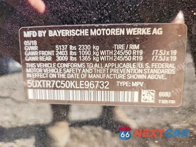 Zdjęcie 13 z 13 samochodu: 2019 BMW X3 SDRIVE30I VIN:5UXTR7C50KLE96732 - miniatura