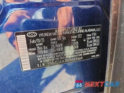 Zdjęcie 14 z 14 samochodu: 2023 HYUNDAI SANTA FE SEL PREMIUM VIN:5NMS34AJ8PH549664 - miniatura