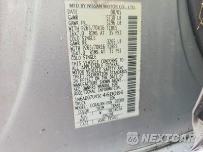 Zdjęcie 12 z 12 samochodu: 2005 NISSAN FRONTIER SE VIN:1N6AD07U45C460086 - miniatura