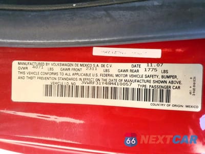 Zdjęcie 13 z 13 samochodu: 2008 VOLKSWAGEN NEW BEETLE CONVERTIBLE SE VIN:3VWRF31Y48M410057 - miniatura