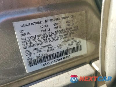 Zdjęcie 12 z 12 samochodu: 2005 NISSAN ALTIMA 2.5 VIN:1N4AL11D05N436933 - miniatura