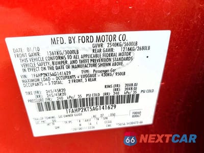 Zdjęcie 12 z 12 samochodu: 2010 FORD TAURUS SHO VIN:1FAHP2KT5AG141629 - miniatura