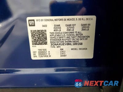 Zdjęcie 14 z 14 samochodu: 2022 CHEVROLET EQUINOX LT VIN:3GNAXUEV8NL189168 - miniatura