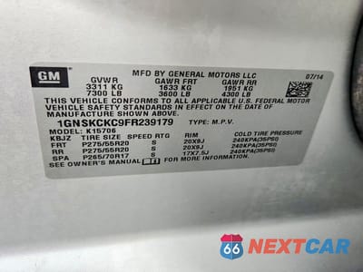 Zdjęcie 13 z 13 samochodu: 2015 CHEVROLET TAHOE K1500 LTZ VIN:1GNSKCKC9FR239179 - miniatura
