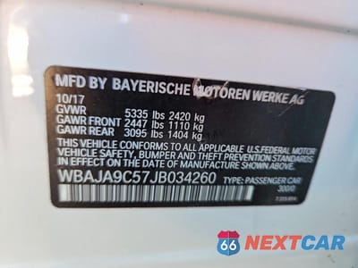 Zdjęcie 12 z 12 samochodu: 2018 BMW 530E VIN:WBAJA9C57JB034260 - miniatura