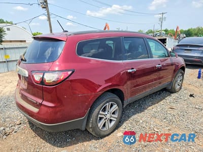Trzecie zdjęcie samochodu z tyłu: 2015 CHEVROLET TRAVERSE LT VIN:1GNKVHKD7FJ215247 - miniatura