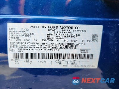 Zdjęcie 13 z 13 samochodu: 2022 FORD EDGE SE VIN:2FMPK4G96NBB16647 - miniatura
