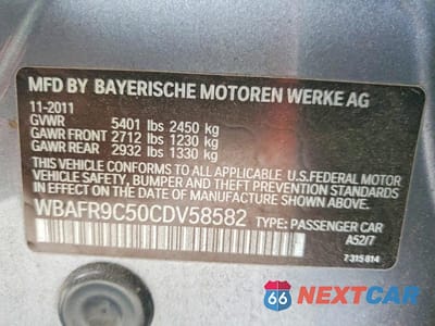 Zdjęcie 12 z 12 samochodu: 2012 BMW 550 I VIN:WBAFR9C50CDV58582 - miniatura