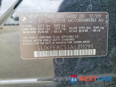 Zdjęcie 12 z 12 samochodu: 2010 BMW X5 XDRIVE48I VIN:5UXFE8C51AL311291 - miniatura