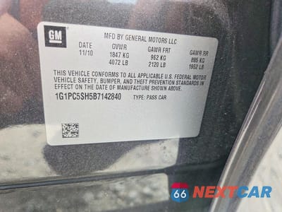 Zdjęcie 12 z 12 samochodu: 2011 CHEVROLET CRUZE LS VIN:1G1PC5SH5B7142840 - miniatura