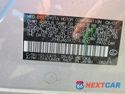 Zdjęcie 12 z 12 samochodu: 2007 LEXUS ES 350 VIN:JTHBJ46GX72143830 - miniatura