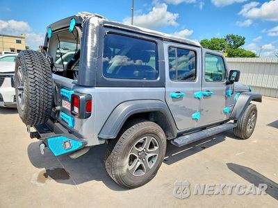 Trzecie zdjęcie samochodu z tyłu: 2021 JEEP WRANGLER UNLIMITED SPORT VIN:1C4HJXDG3MW658866 - miniatura